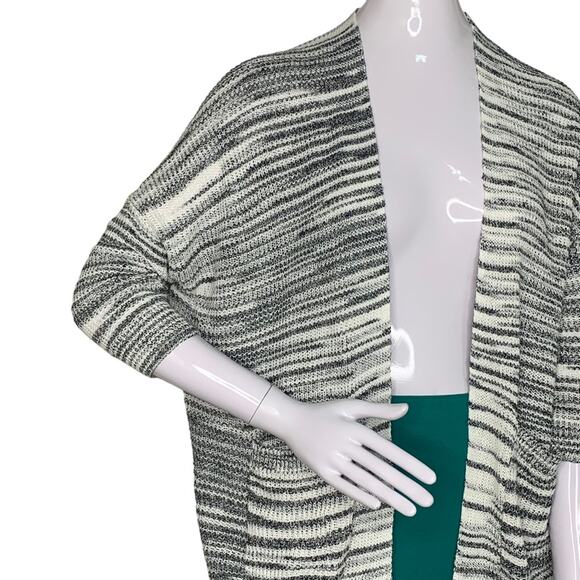 Express Fine Knit Open Cardigan Space Dye 3/4 Sleeve Size S Front Pockets - Picture 4 of 13